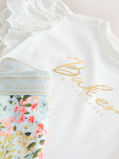 Baker by Ted Baker Broderie Sleeve T-Shirt & Floral Cycle Short 2 Piece Set image 9