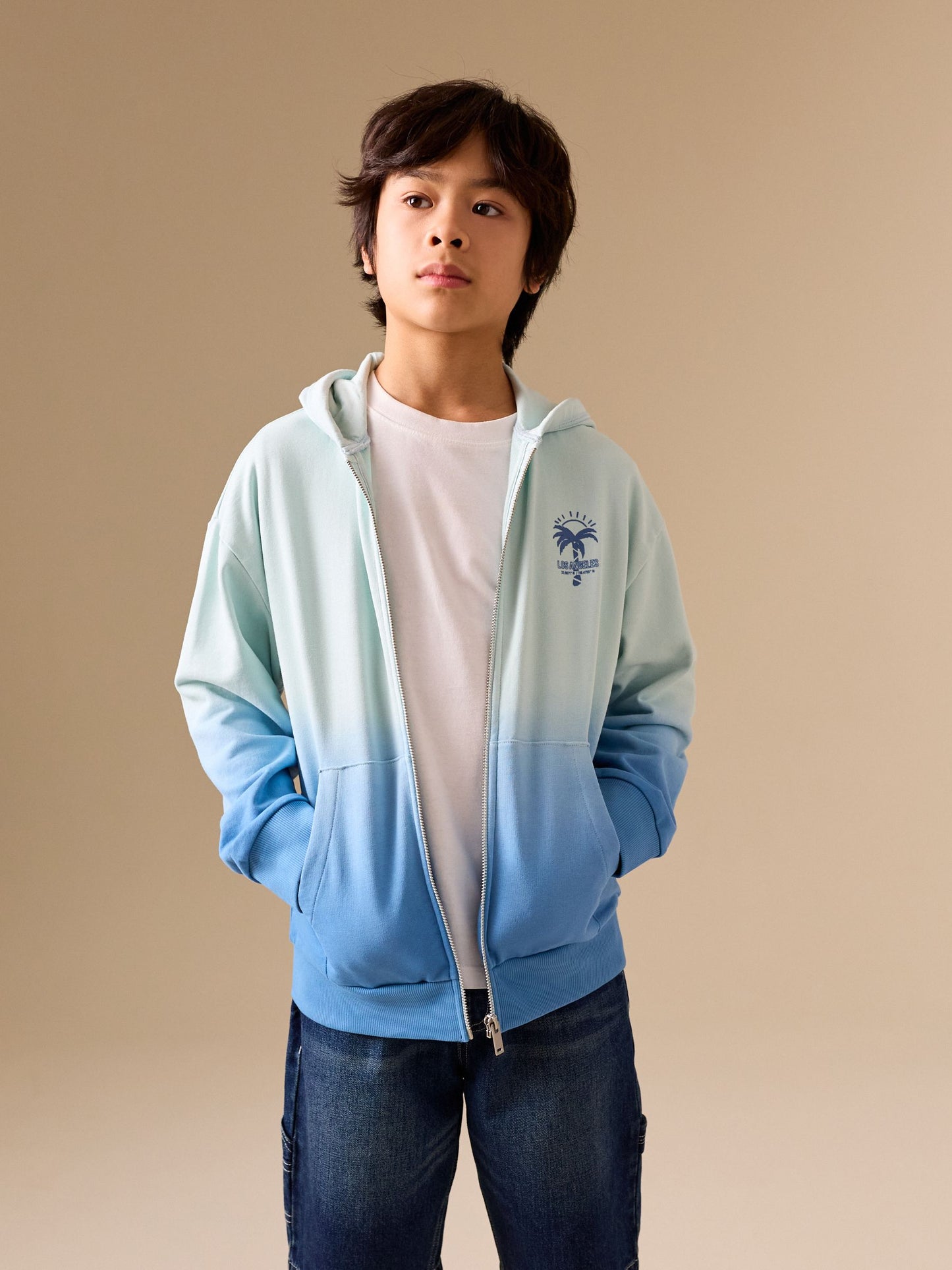 Dsiney Kidz - Blue Dip Dye Regular Fit Graphic Zip Through Hoodie (3-16yrs) image 1
