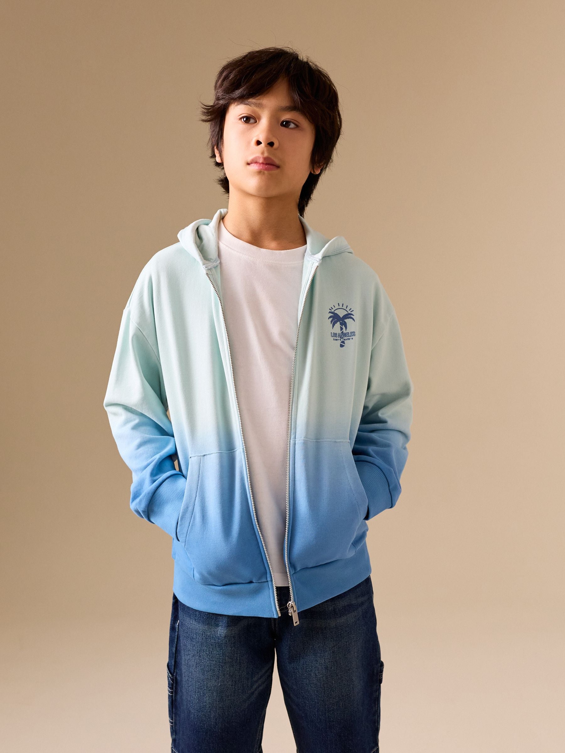 Dsiney Kidz - Blue Dip Dye Regular Fit Graphic Zip Through Hoodie (3-16yrs) image 1