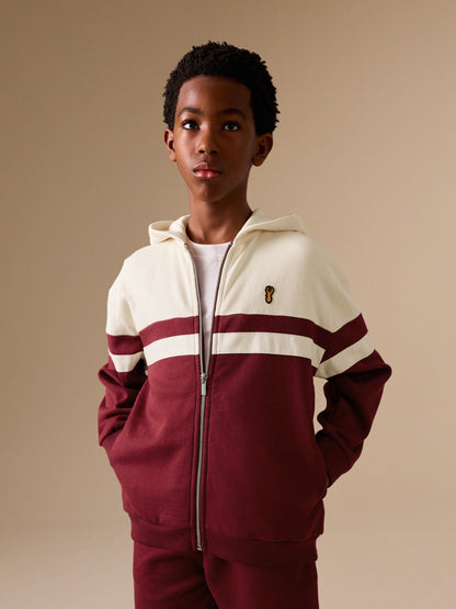 Dsiney Kidz - Burgundy Red Colourblock Zip Through Hoodie Set (3-16yrs) image 2