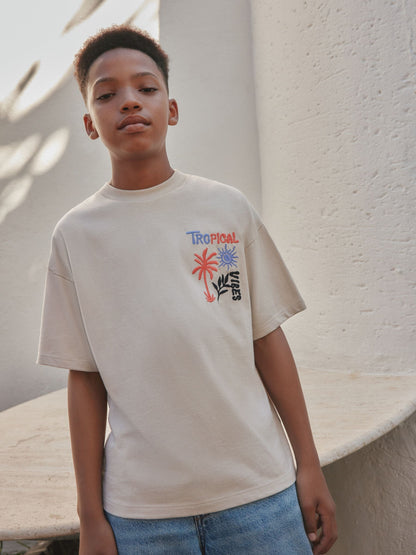 Dsiney Kidz - Stone Tropical Embroidery Short Sleeve Graphic T-Shirt (3-16yrs) image 1