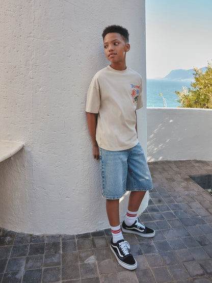 Dsiney Kidz - Stone Tropical Embroidery Short Sleeve Graphic T-Shirt (3-16yrs) image 2