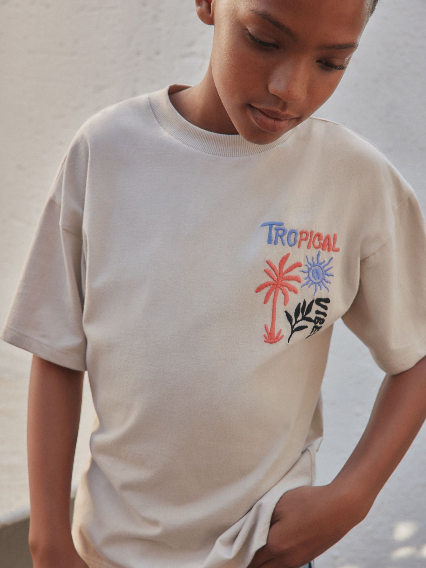 Dsiney Kidz - Stone Tropical Embroidery Short Sleeve Graphic T-Shirt (3-16yrs) image 4