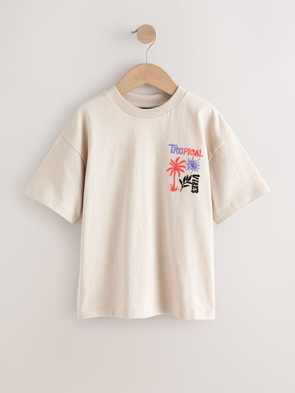 Dsiney Kidz - Stone Tropical Embroidery Short Sleeve Graphic T-Shirt (3-16yrs) image 5