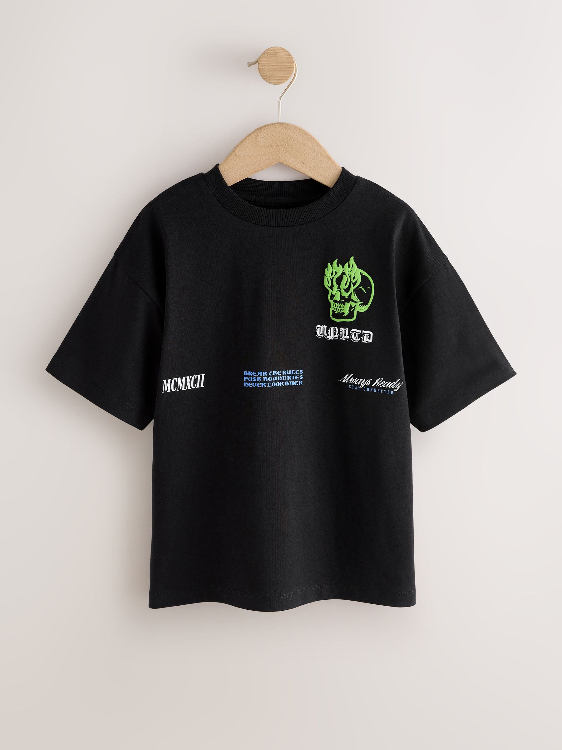 Dsiney Kidz - Black Skull Back Print Short Sleeve Graphic T-Shirt (3-16yrs) image 1