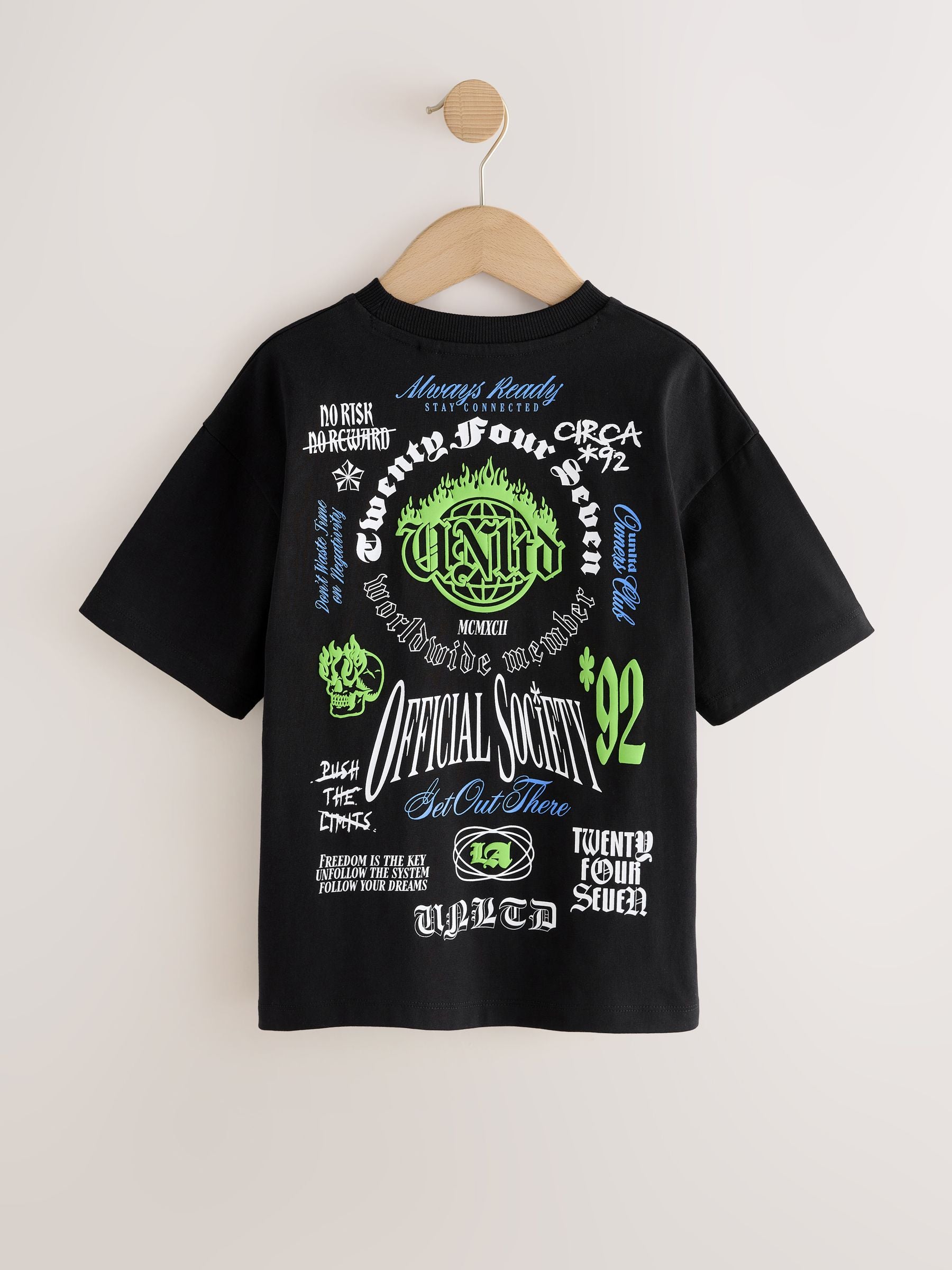 Dsiney Kidz - Black Skull Back Print Short Sleeve Graphic T-Shirt (3-16yrs) image 2