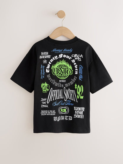 Dsiney Kidz - Black Skull Back Print Short Sleeve Graphic T-Shirt (3-16yrs) image 2