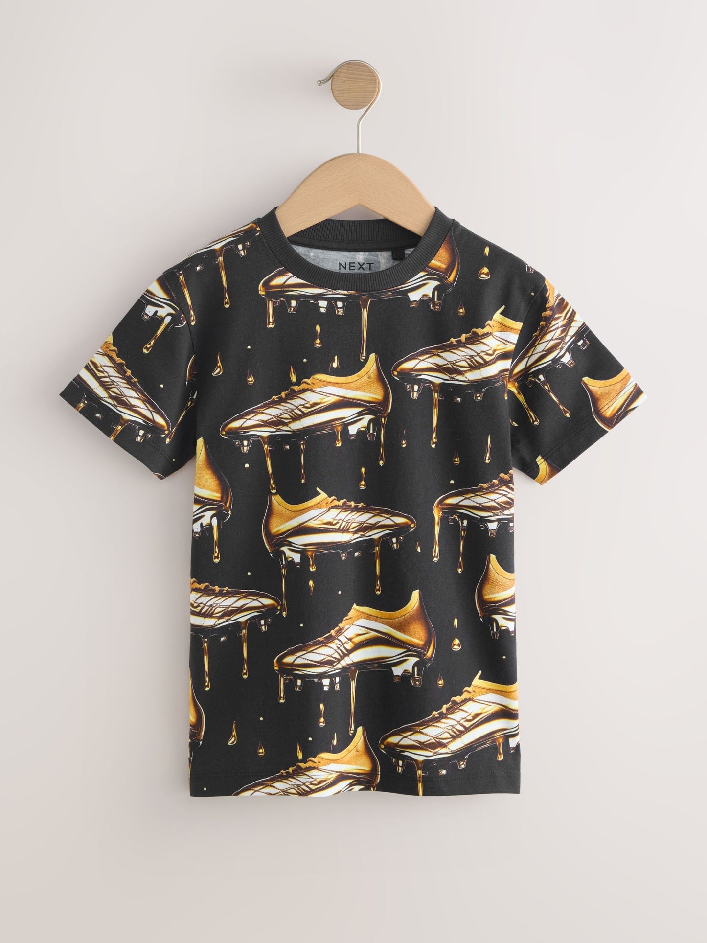 Dsiney Kidz - Black/Gold Short Sleeve Graphic Football T-Shirt (3-16yrs) image 1