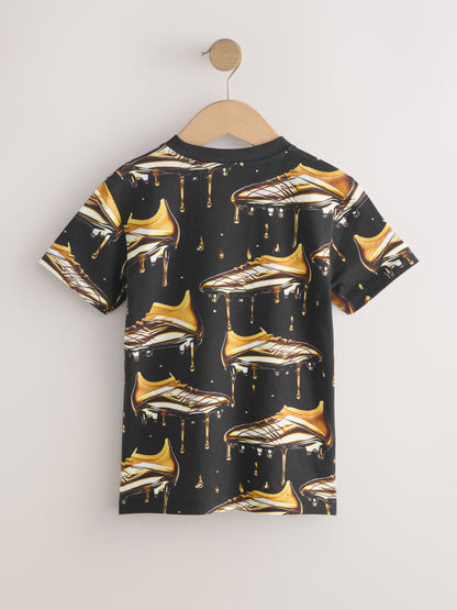 Dsiney Kidz - Black/Gold Short Sleeve Graphic Football T-Shirt (3-16yrs) image 2