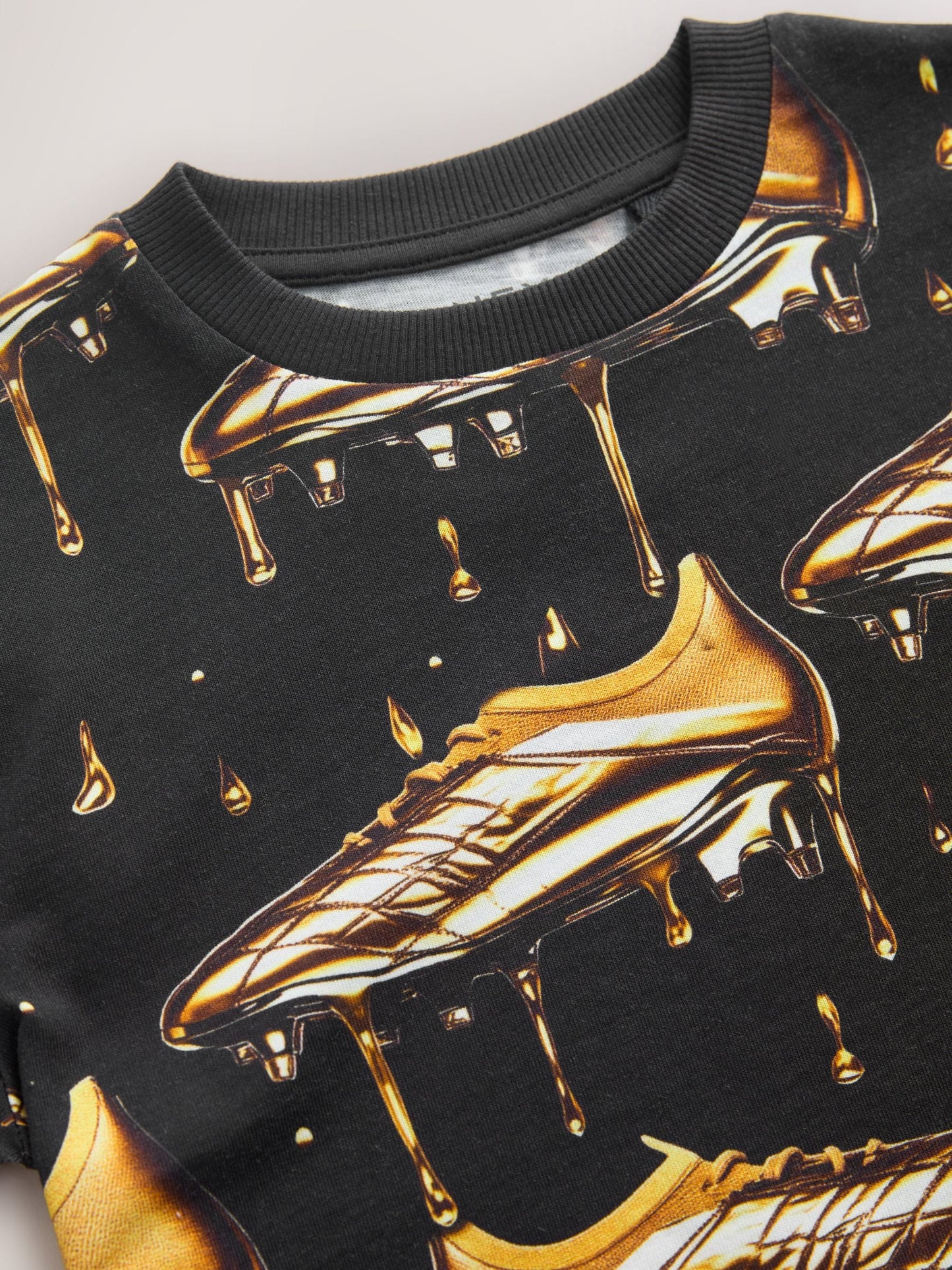 Dsiney Kidz - Black/Gold Short Sleeve Graphic Football T-Shirt (3-16yrs) image 3