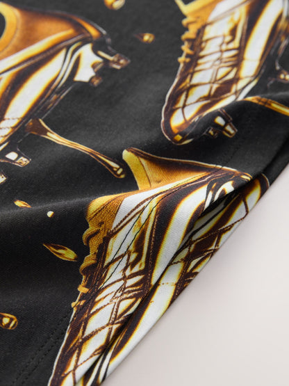 Dsiney Kidz - Black/Gold Short Sleeve Graphic Football T-Shirt (3-16yrs) image 4