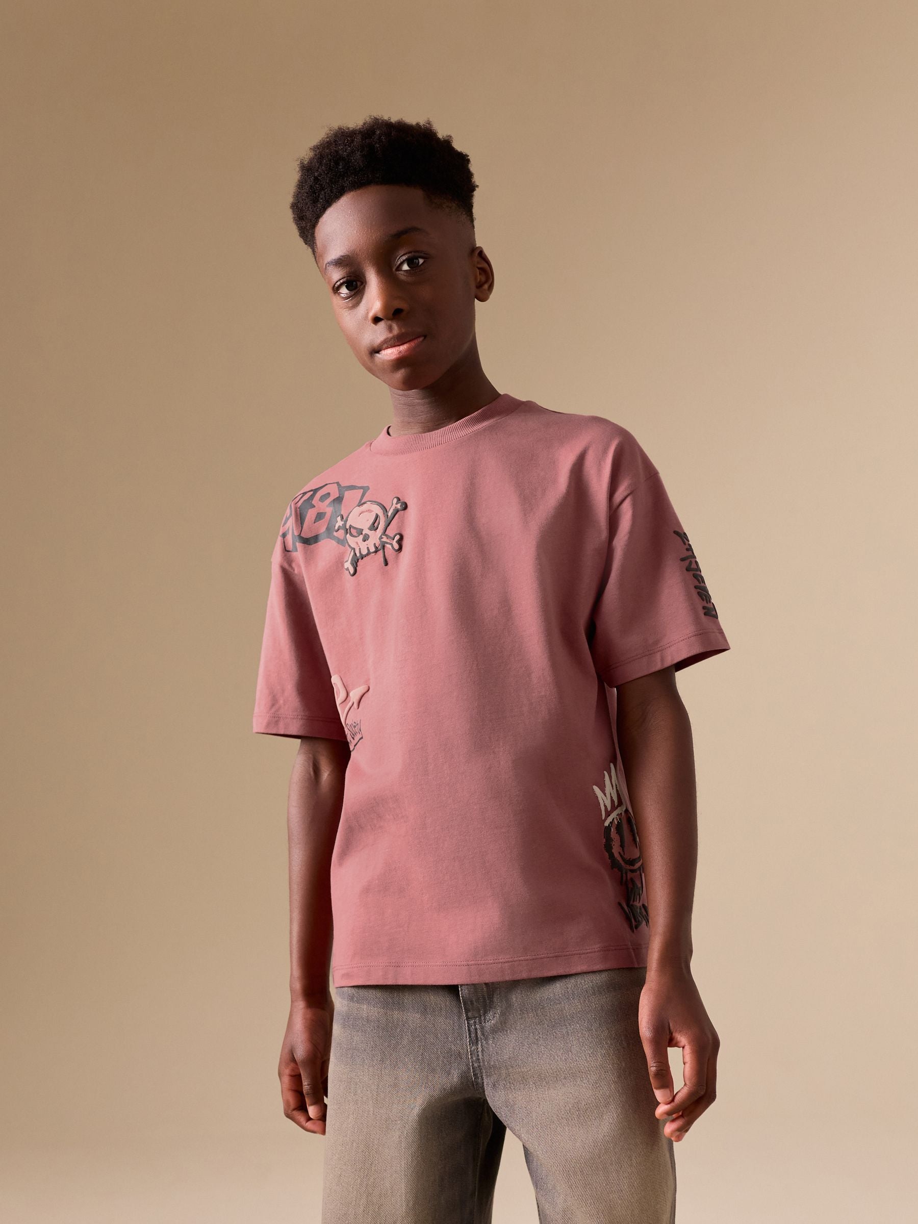 Dsiney Kidz - Pink Graffiti Short Sleeve Graphic T-Shirt (3-16yrs) image 1
