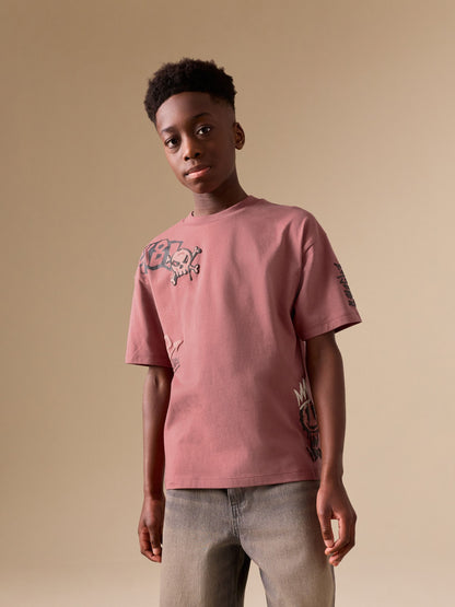Dsiney Kidz - Pink Graffiti Short Sleeve Graphic T-Shirt (3-16yrs) image 1