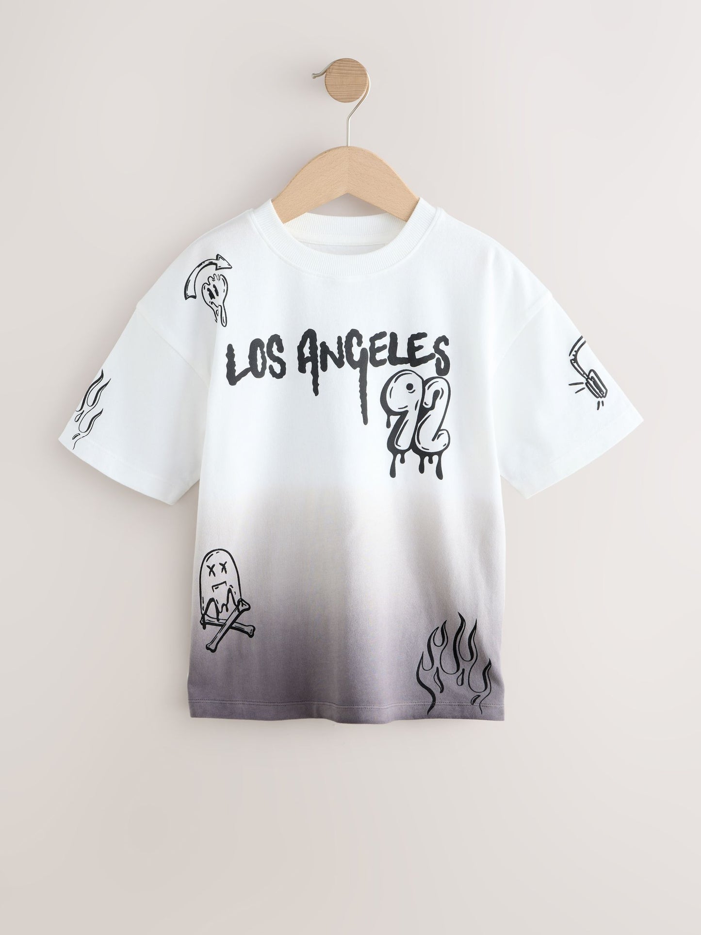 Dsiney Kidz - Grey/White Dip Dye Graffiti Short Sleeve Graphic T-Shirt (3-16yrs) image 4