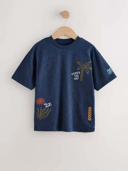 Dsiney Kidz - Navy Blue Textured Short Sleeve T-Shirt (3-16yrs) image 1