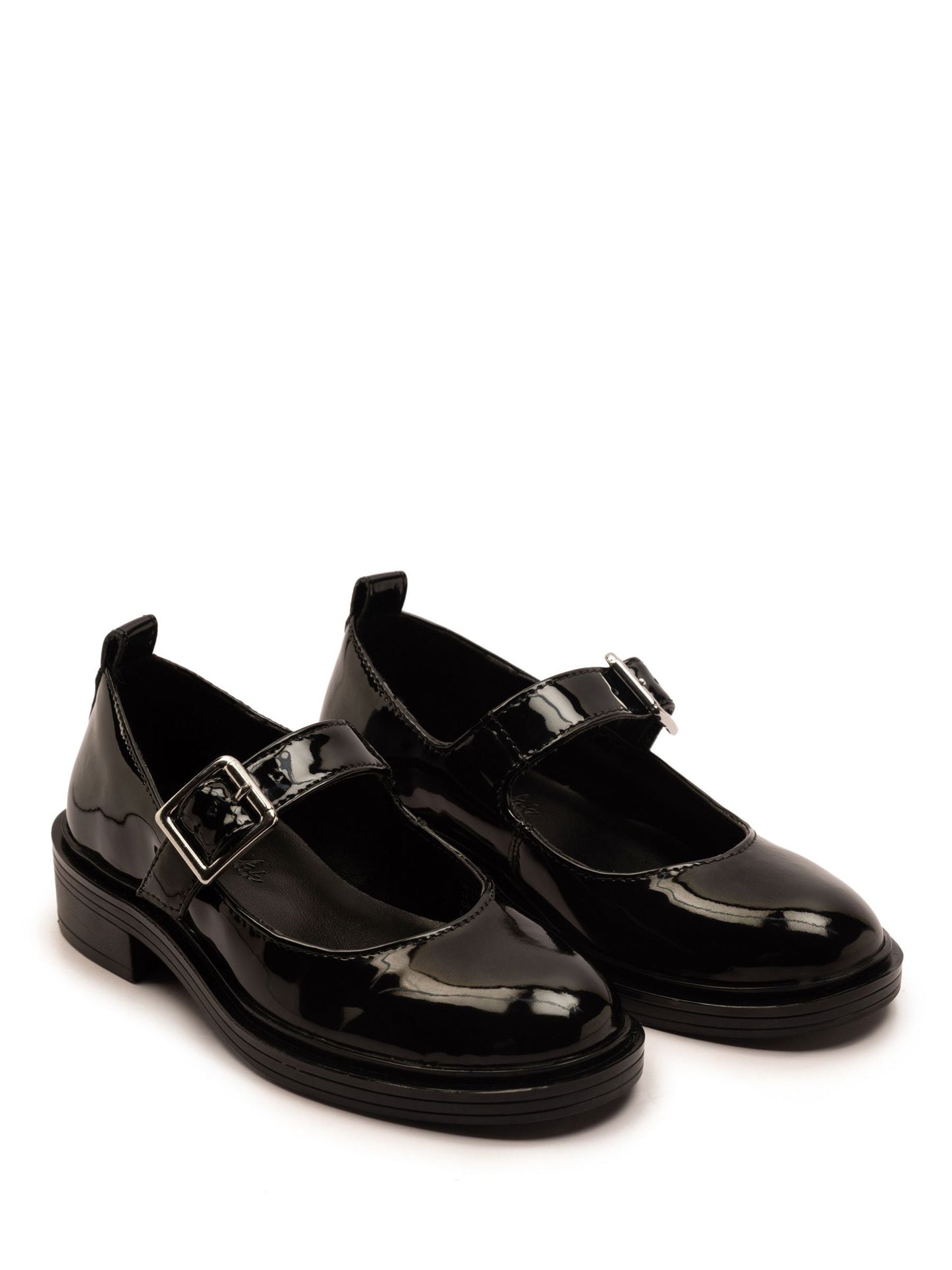 Off The Hook Black Chrome Trinity Leather Buckle Mary Jane School Shoes image 2