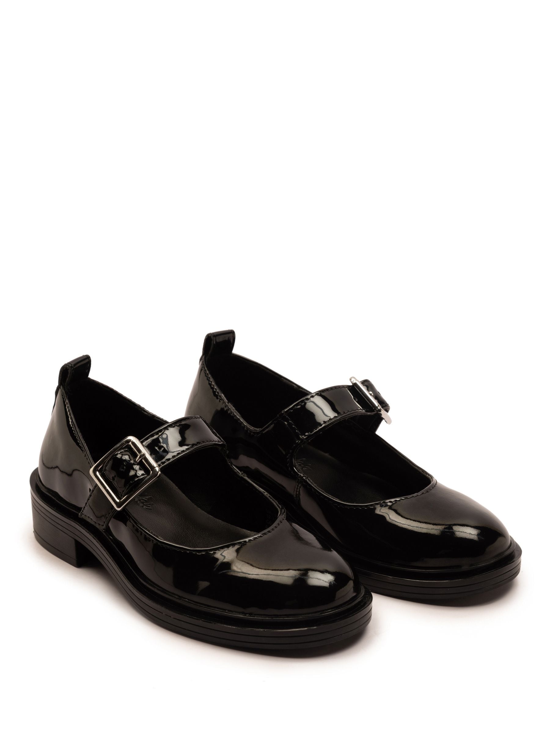 Off The Hook Black Chrome Trinity Leather Buckle Mary Jane School Shoes image 2