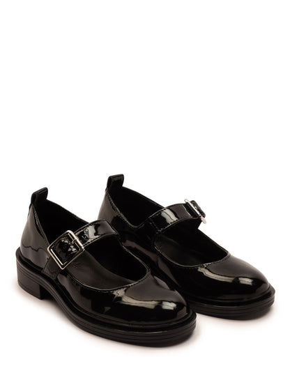 Off The Hook Black Chrome Trinity Leather Buckle Mary Jane School Shoes image 2