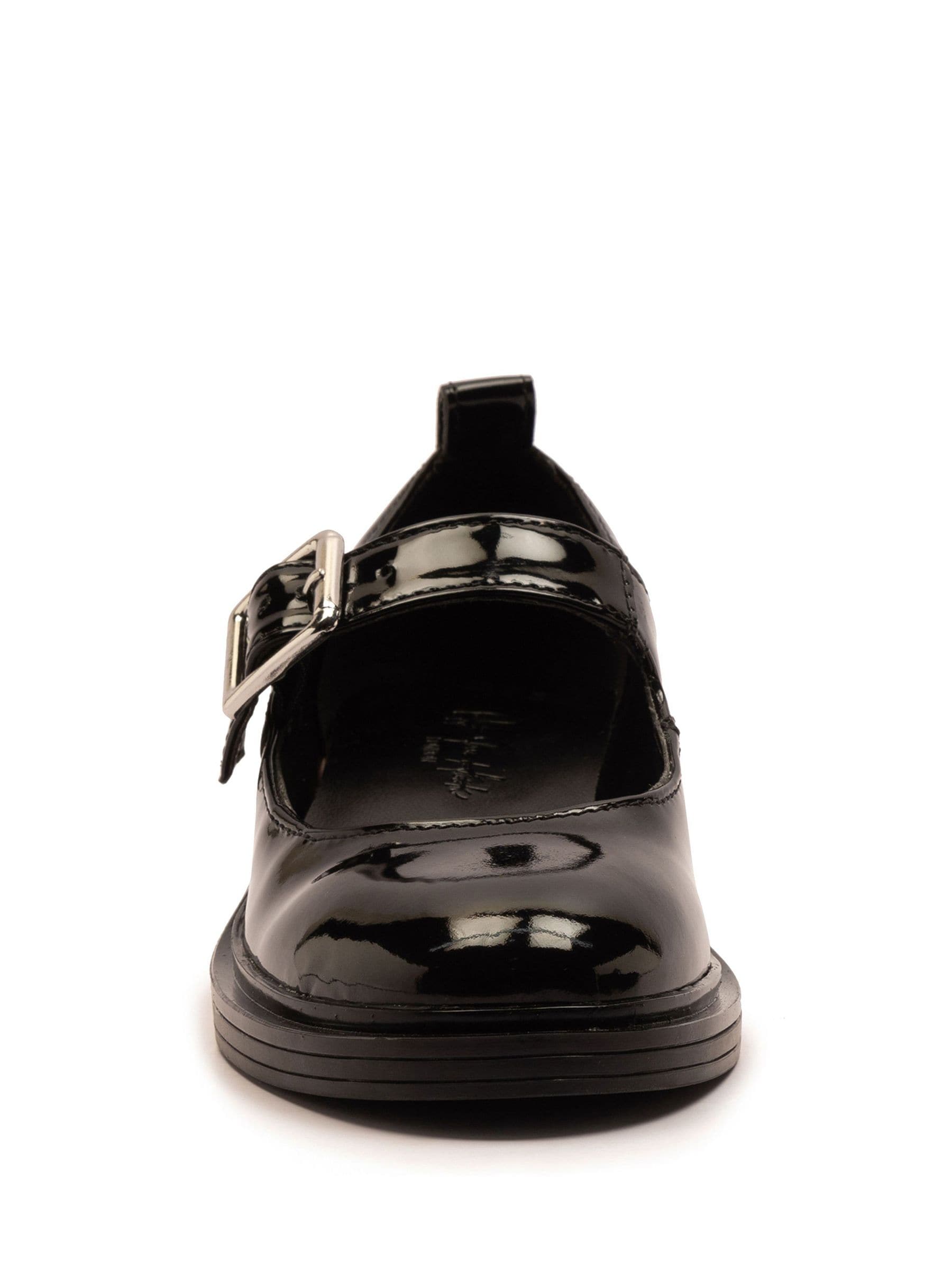 Off The Hook Black Chrome Trinity Leather Buckle Mary Jane School Shoes image 4