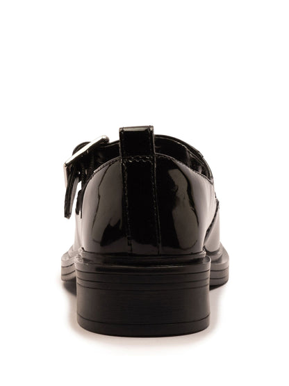 Off The Hook Black Chrome Trinity Leather Buckle Mary Jane School Shoes image 5