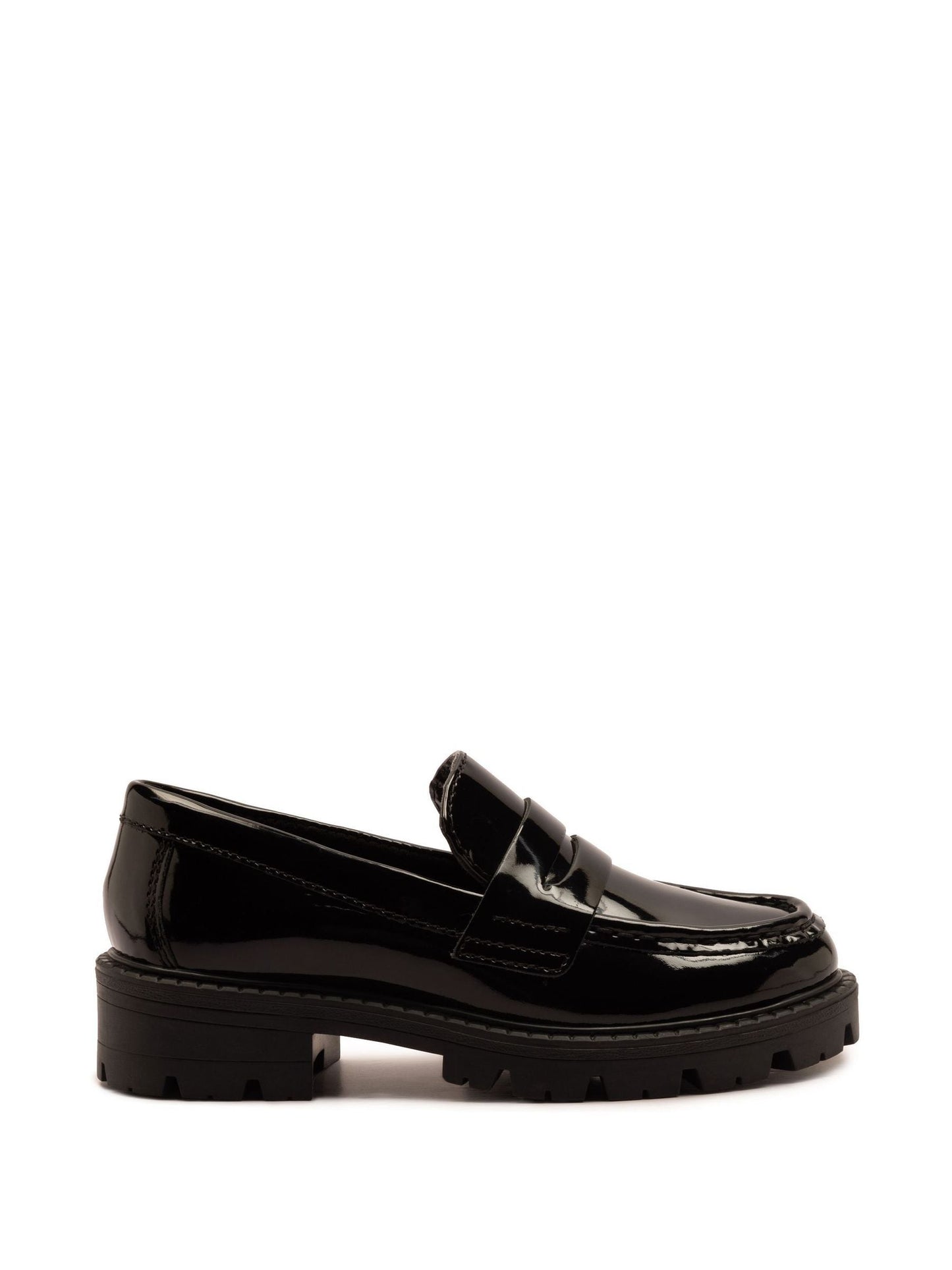 Off The Hook Black Scarlett Shine Chunky Leather Slip On Loafers image 1