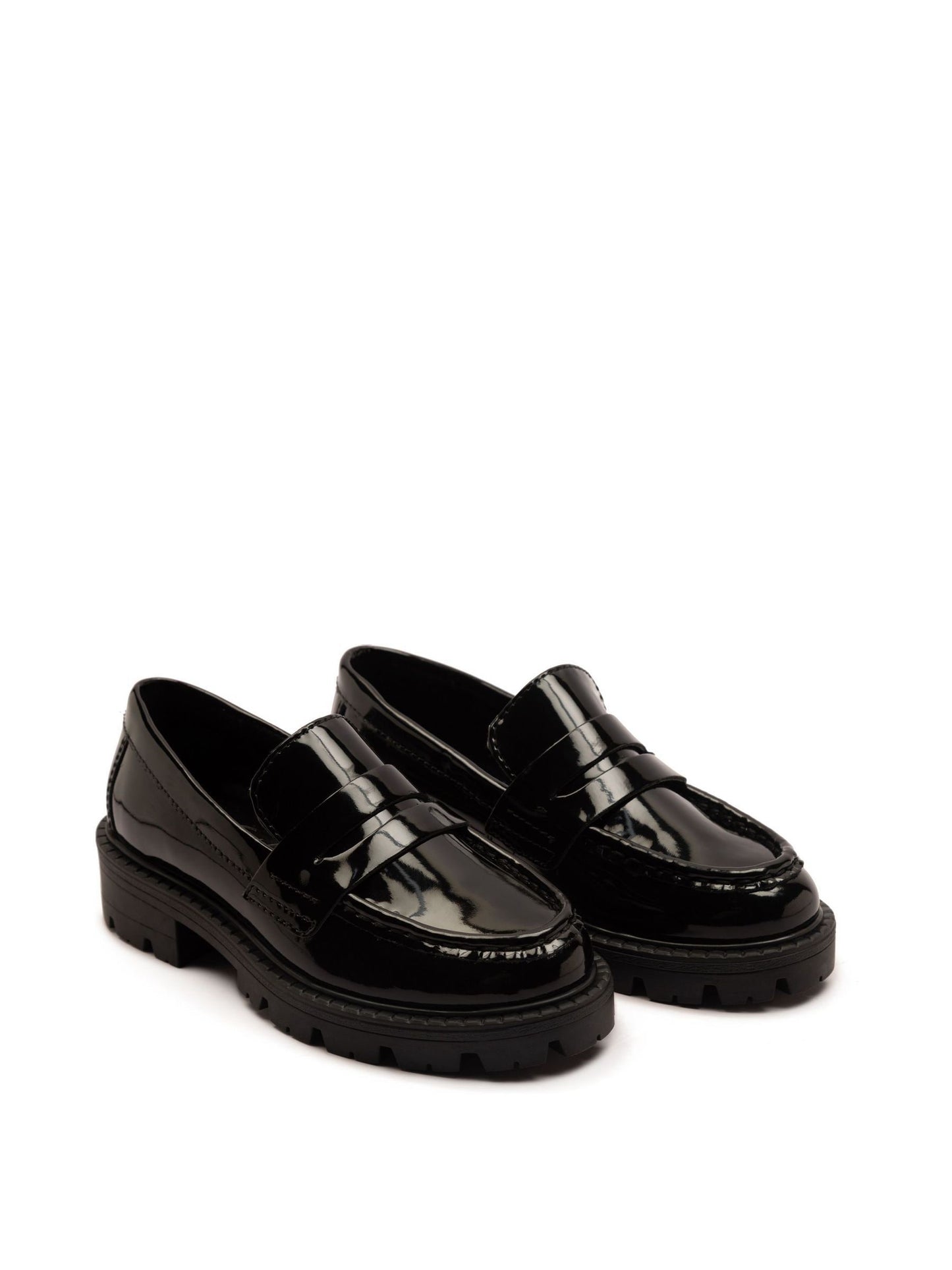 Off The Hook Black Scarlett Shine Chunky Leather Slip On Loafers image 2