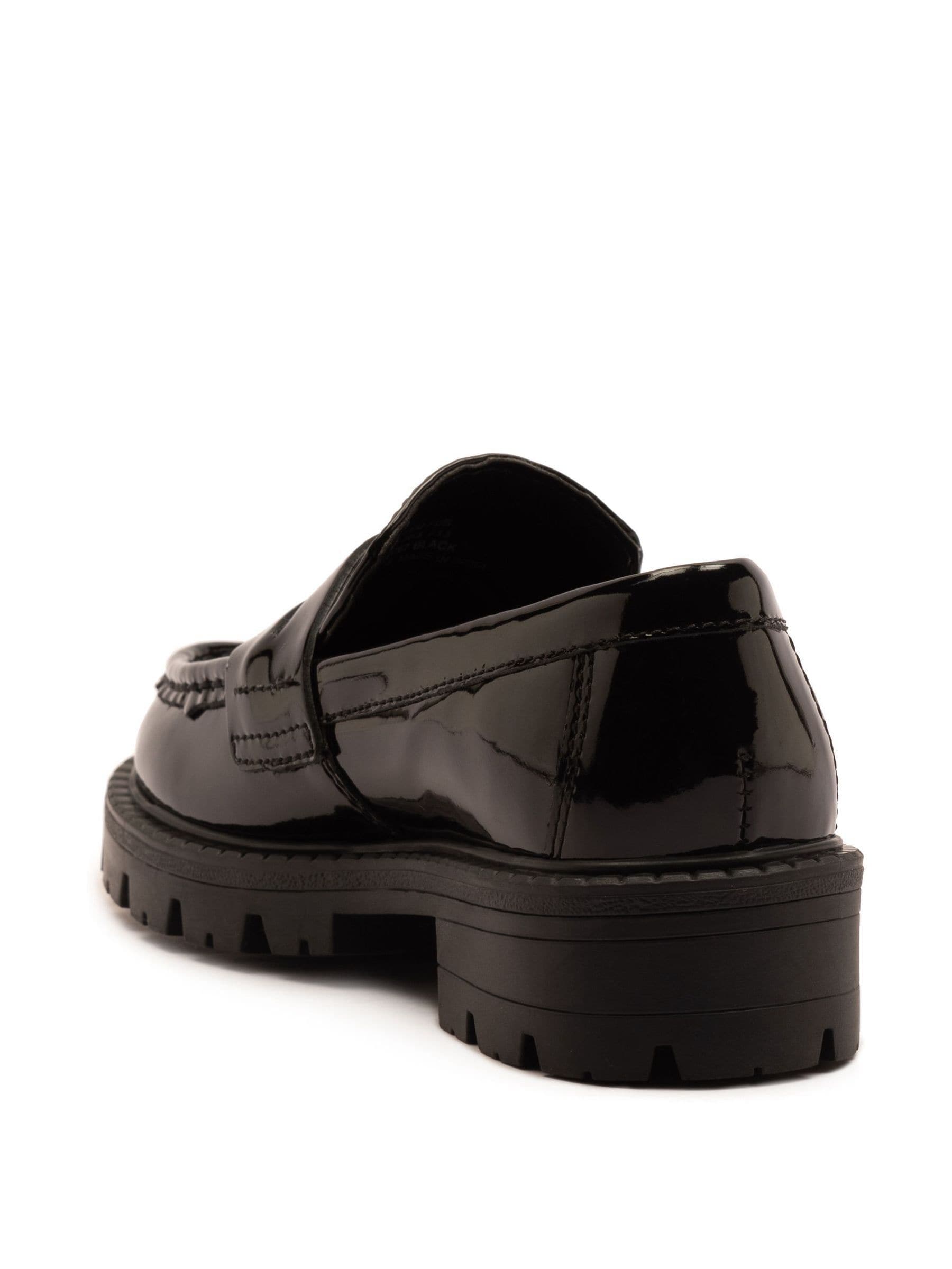 Off The Hook Black Scarlett Shine Chunky Leather Slip On Loafers image 3