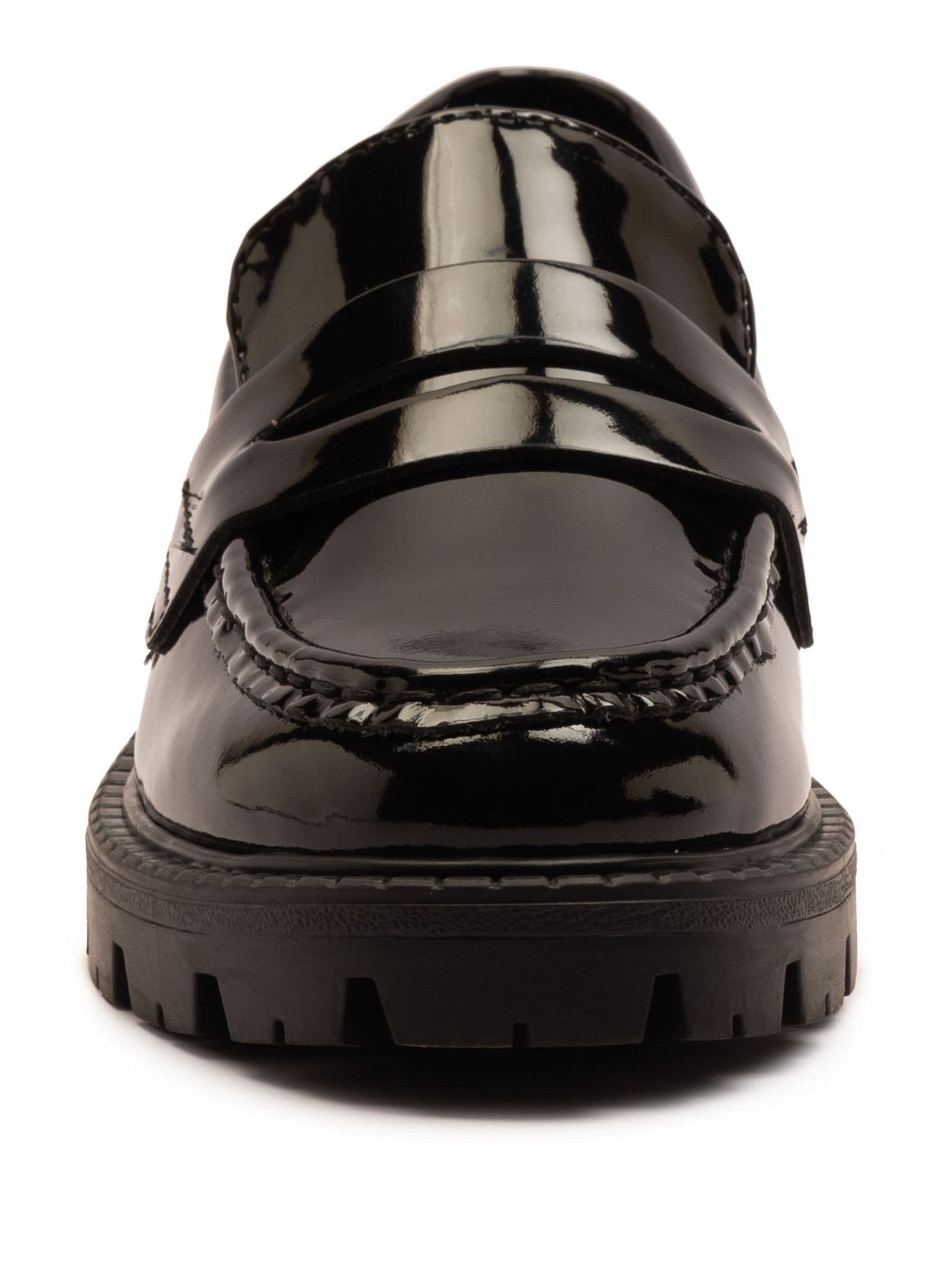 Off The Hook Black Scarlett Shine Chunky Leather Slip On Loafers image 4