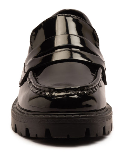 Off The Hook Black Scarlett Shine Chunky Leather Slip On Loafers image 4