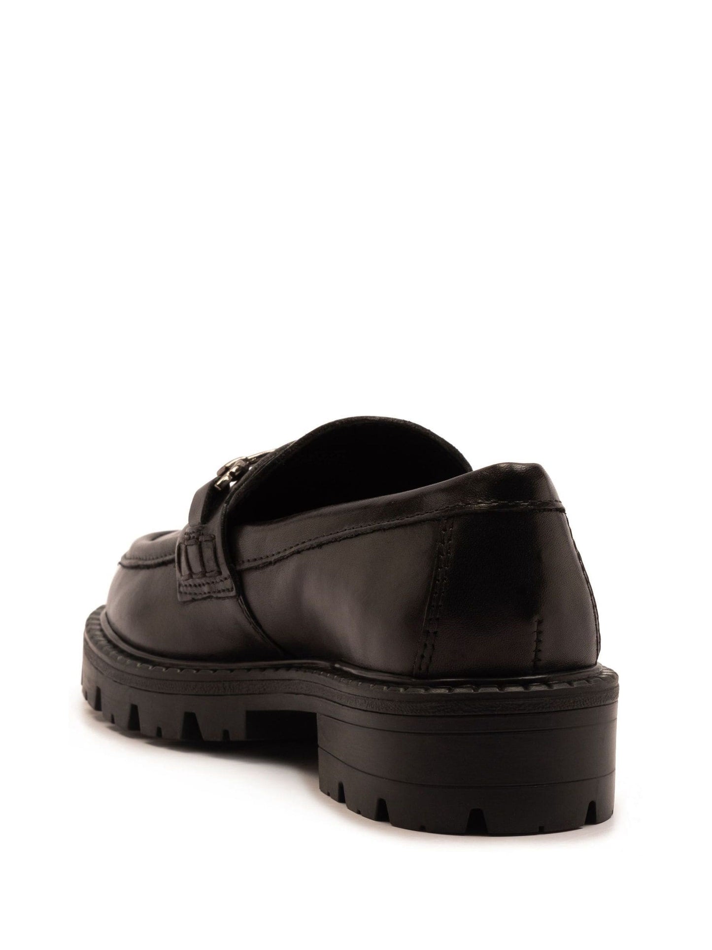 Off The Hook Black Lara Leather Metallic Detail Chunky Sole Loafers image 3