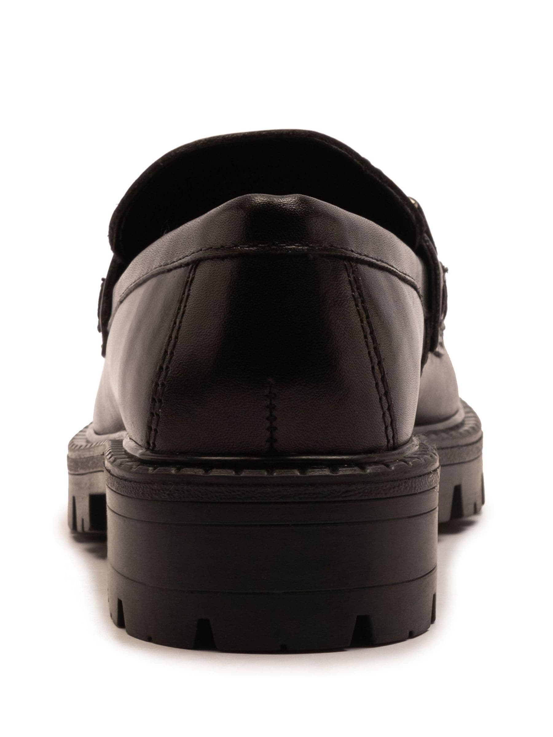 Off The Hook Black Lara Leather Metallic Detail Chunky Sole Loafers image 5