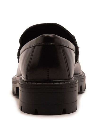 Off The Hook Black Lara Leather Metallic Detail Chunky Sole Loafers image 5