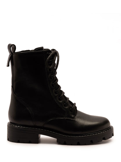 Off The Hook Black Nala Chunky Leather Lace-Up Combat Ankle Boots image 2