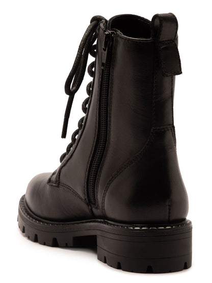 Off The Hook Black Nala Chunky Leather Lace-Up Combat Ankle Boots image 3