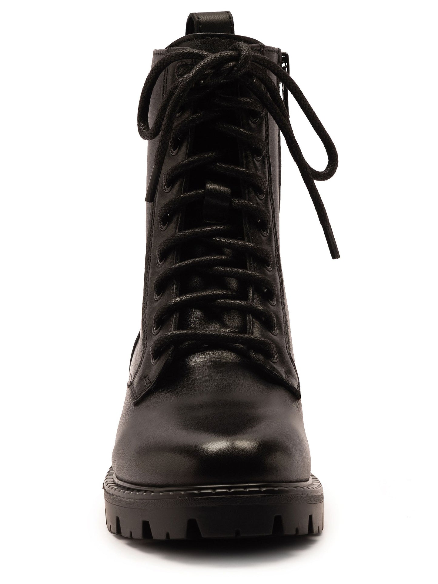 Off The Hook Black Nala Chunky Leather Lace-Up Combat Ankle Boots image 4