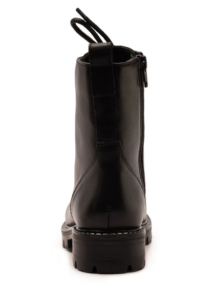 Off The Hook Black Nala Chunky Leather Lace-Up Combat Ankle Boots image 5