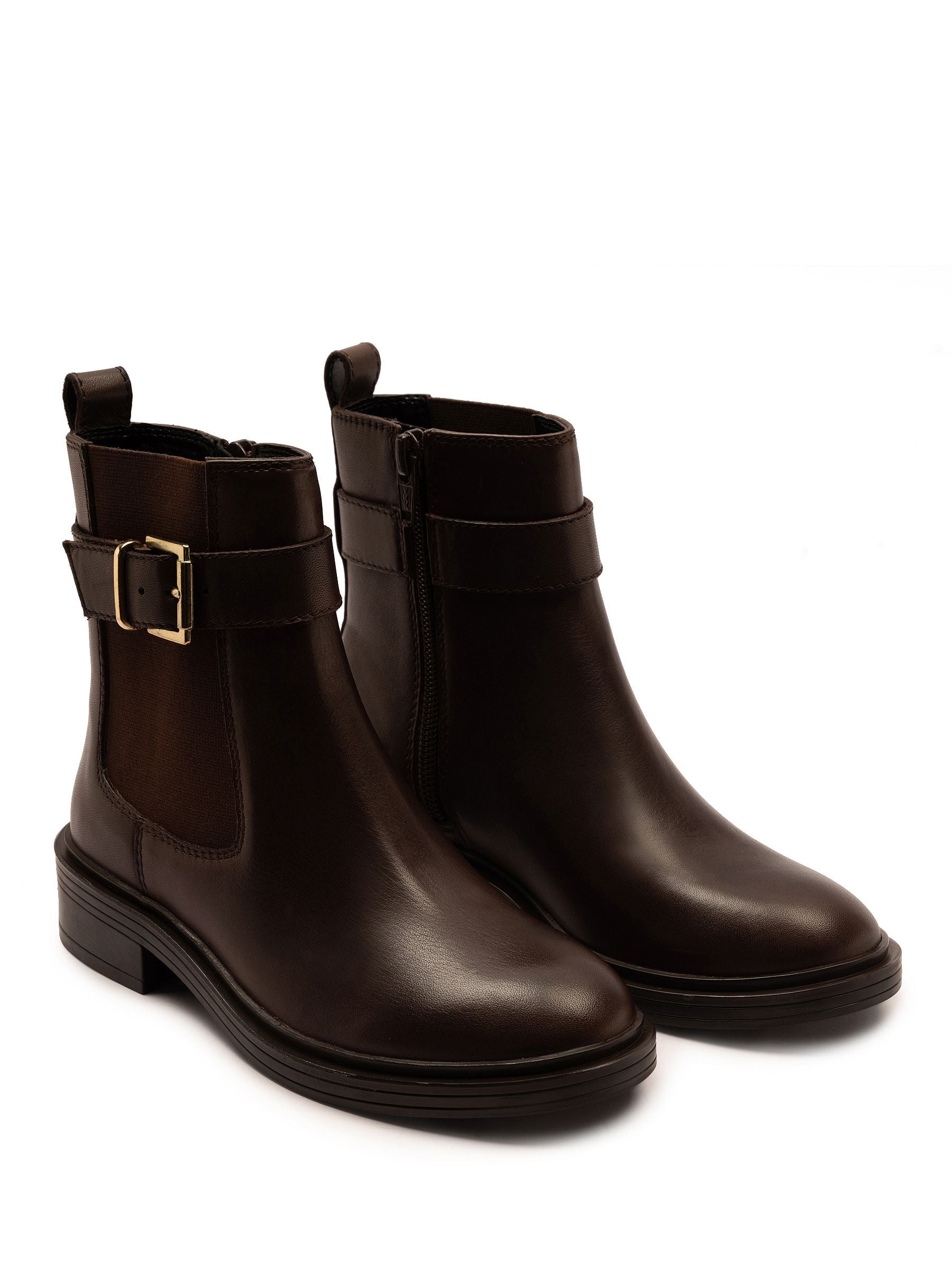 Off The Hook Brown Tiana Leather Buckle Ankle Boots image 1