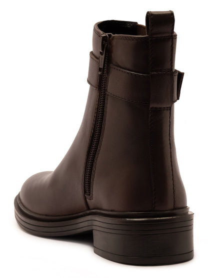 Off The Hook Brown Tiana Leather Buckle Ankle Boots image 3