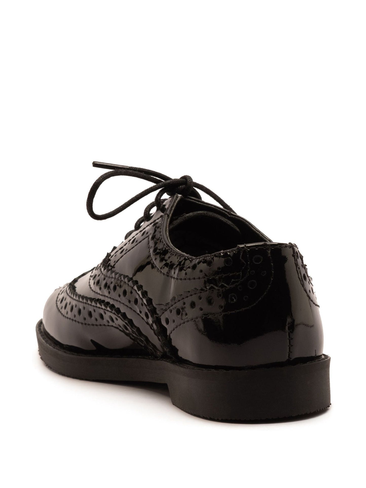 Off The Hook Black Beatrix Patent Brogue Leather Lace-Up School Shoes image 3