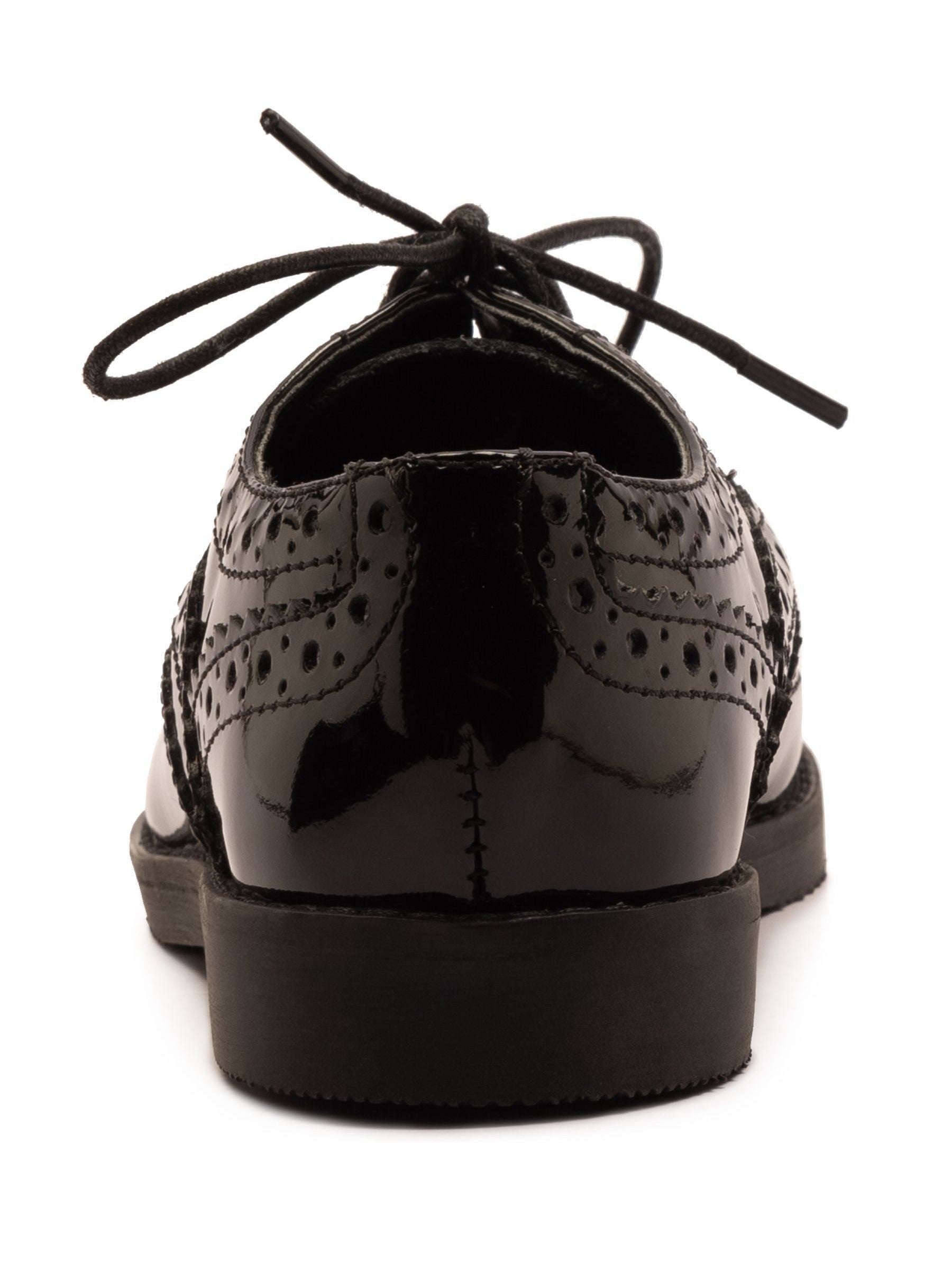 Off The Hook Black Beatrix Patent Brogue Leather Lace-Up School Shoes image 4