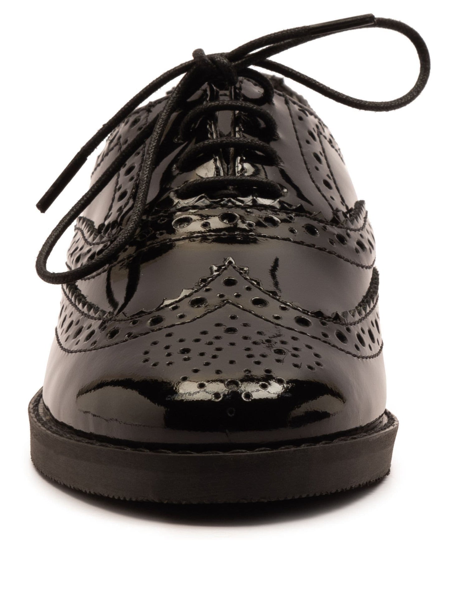 Off The Hook Black Beatrix Patent Brogue Leather Lace-Up School Shoes image 5