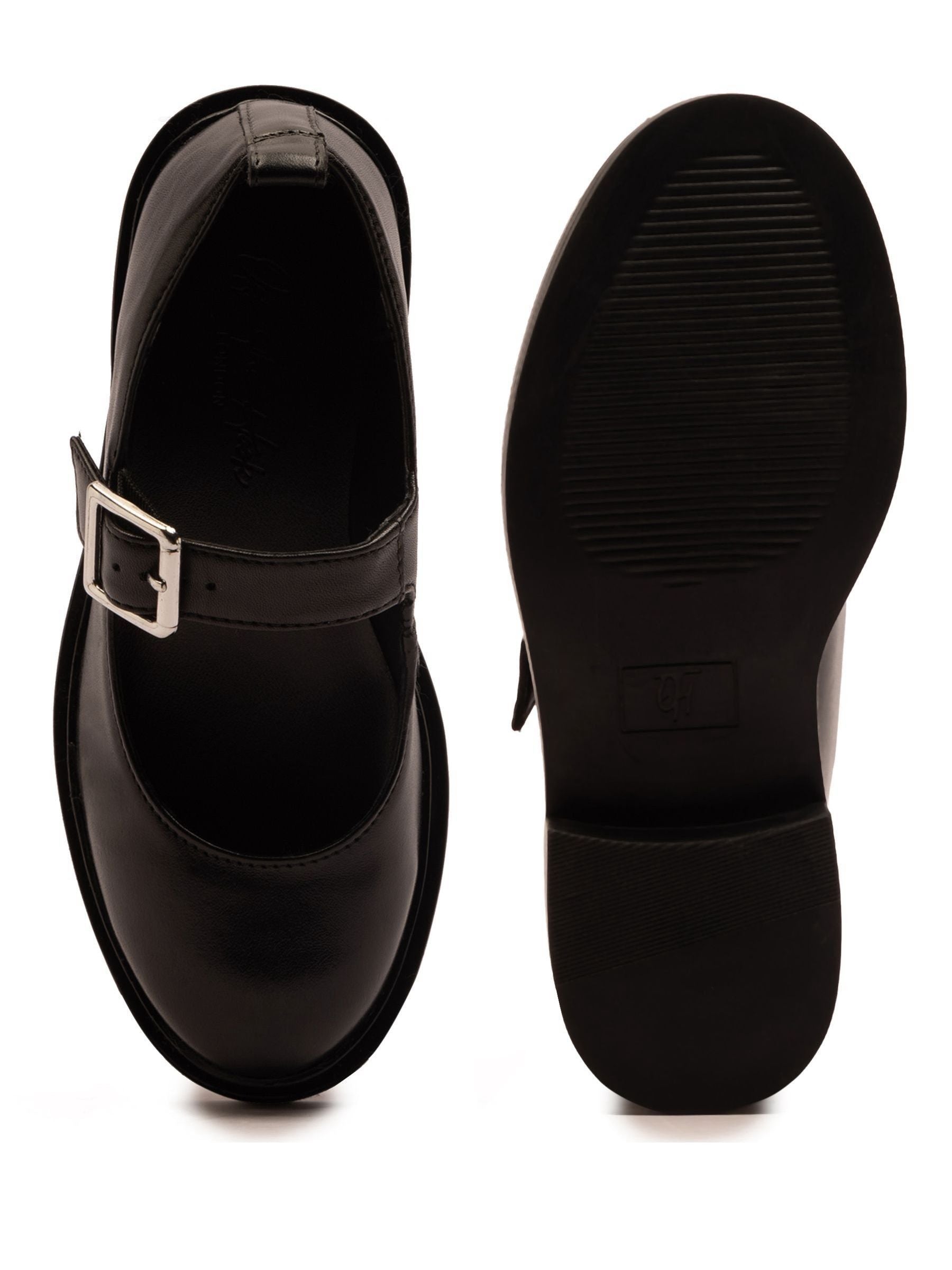 Off The Hook Black Trinity Leather Buckle Mary Jane School Shoes image 6