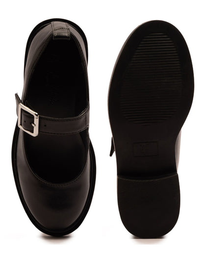 Off The Hook Black Trinity Leather Buckle Mary Jane School Shoes image 6