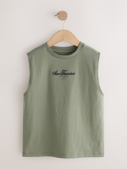Dsiney Kidz - Light Grey/Brown/Charcoal/Khaki Tank Vest 4 Pack (3-16yrs) image 2