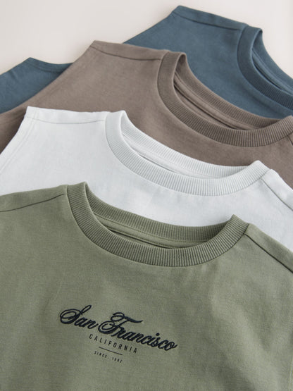 Dsiney Kidz - Light Grey/Brown/Charcoal/Khaki Tank Vest 4 Pack (3-16yrs) image 8