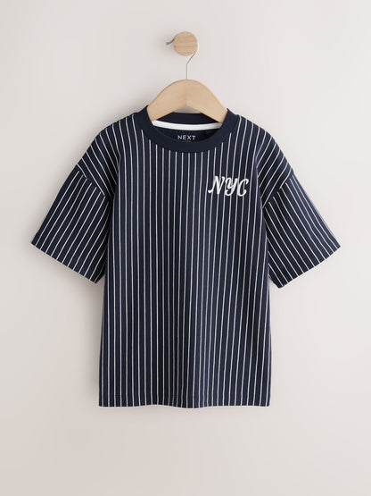Dsiney Kidz - Berry/Ecru/Navy Stripe Relaxed Fit Graphic Print Short Sleeve T-Shirts 3 Pack (3-16yrs) image 3