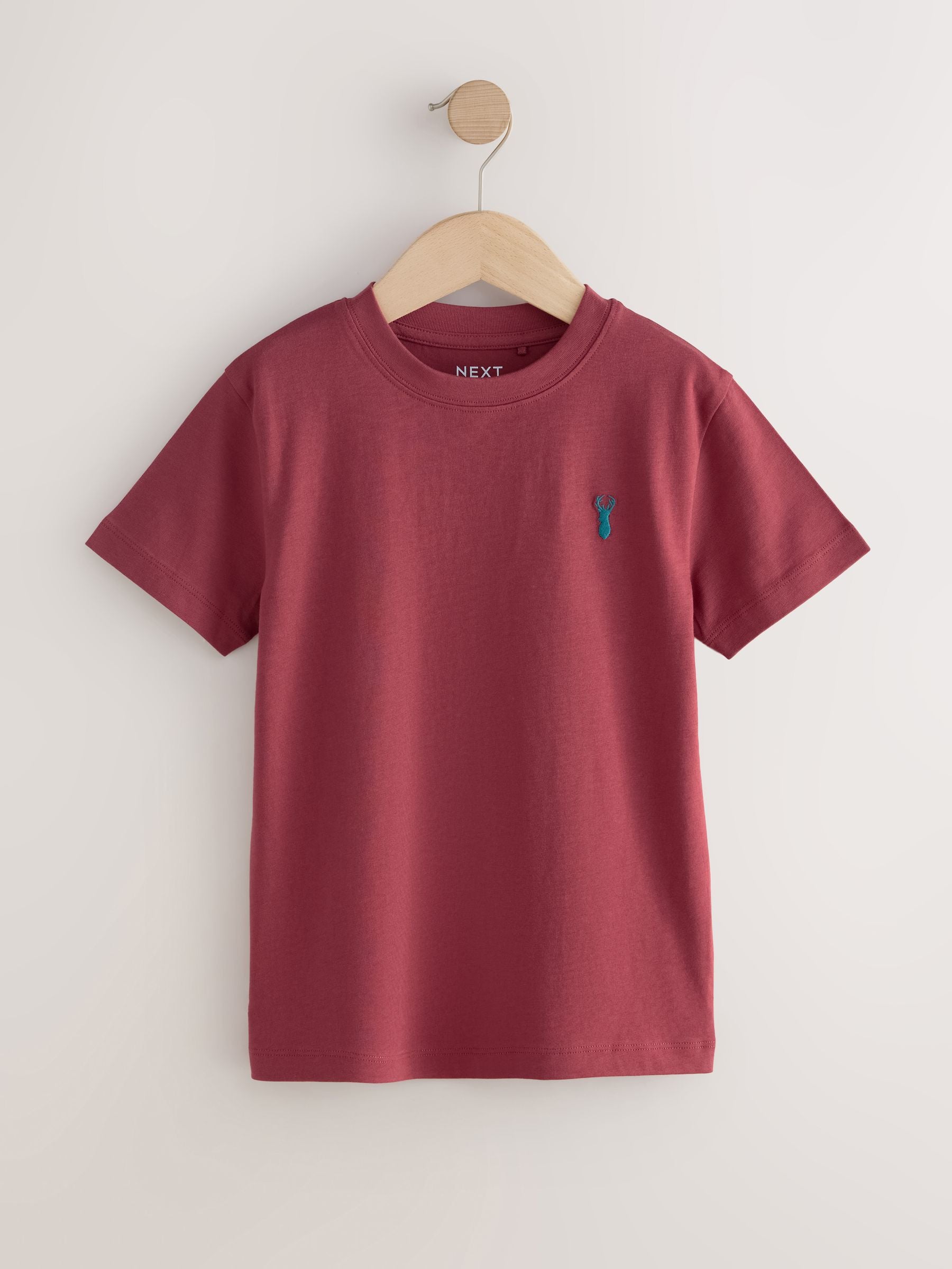 Dsiney Kidz - Berry/Navy/Teal/Ochre Short Sleeve Stag Embroidered T-Shirts 4 Pack (3-16yrs) image 5