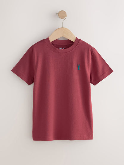 Dsiney Kidz - Berry/Navy/Teal/Ochre Short Sleeve Stag Embroidered T-Shirts 4 Pack (3-16yrs) image 5