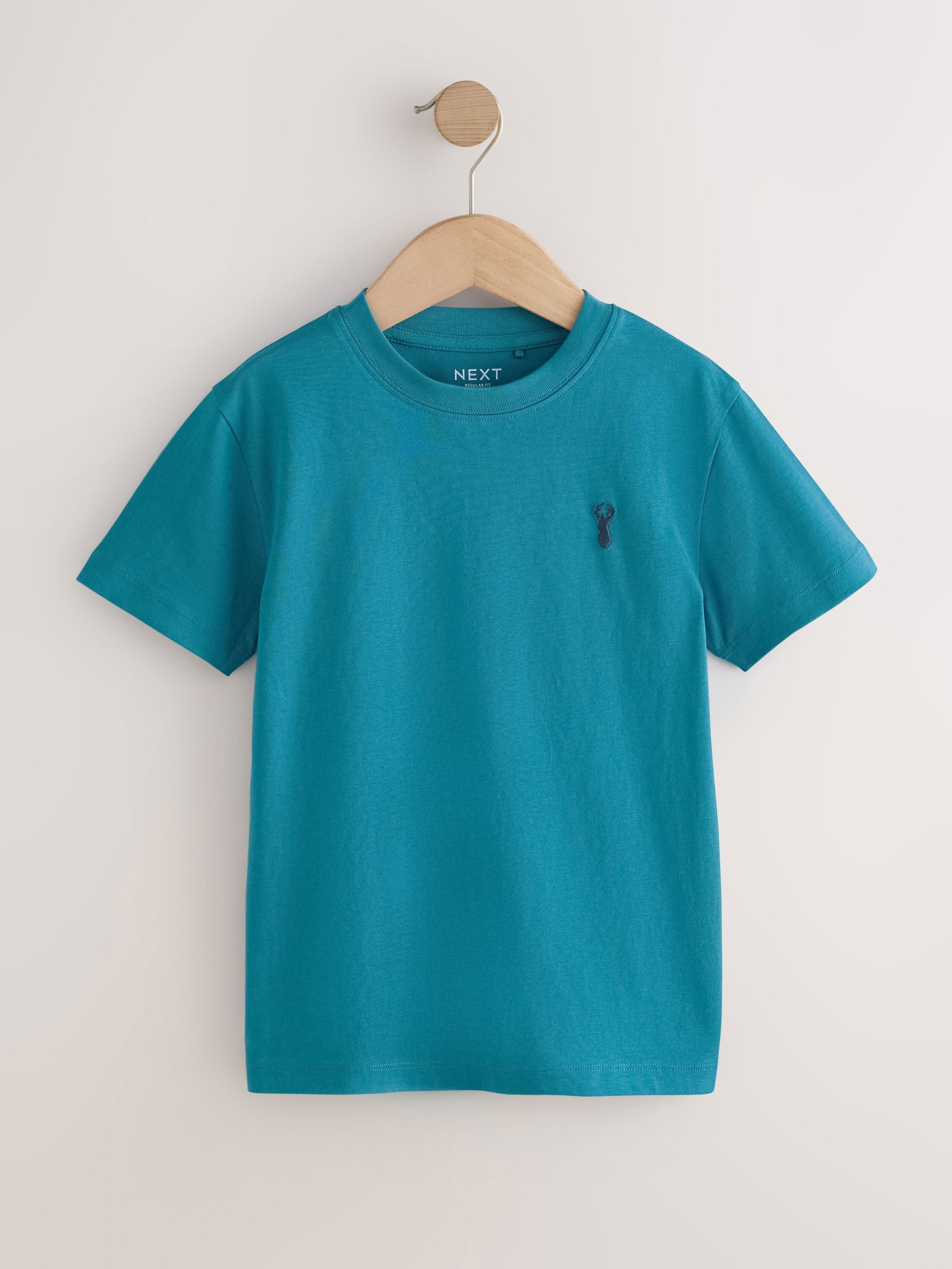 Dsiney Kidz - Berry/Navy/Teal/Ochre Short Sleeve Stag Embroidered T-Shirts 4 Pack (3-16yrs) image 6