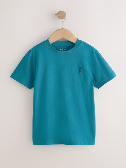 Dsiney Kidz - Berry/Navy/Teal/Ochre Short Sleeve Stag Embroidered T-Shirts 4 Pack (3-16yrs) image 6